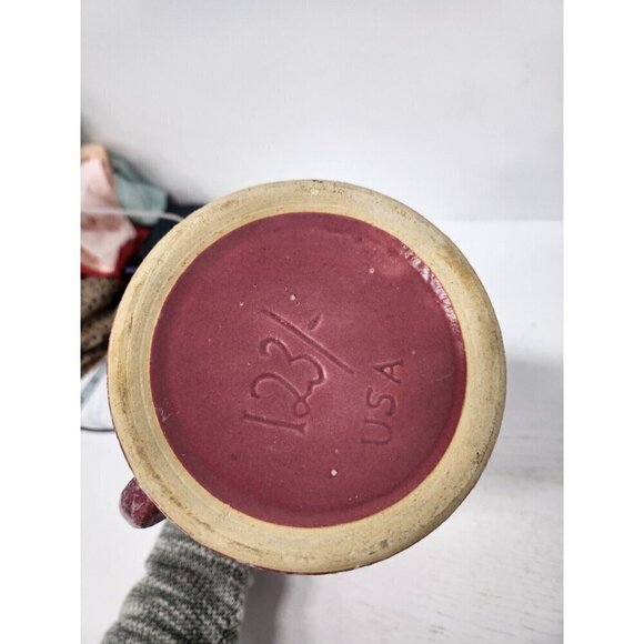 Vintage Robinson Ransbottom  USA Pottery Raspberry Red Speckled Victorian Vase - Picture 9 of 12